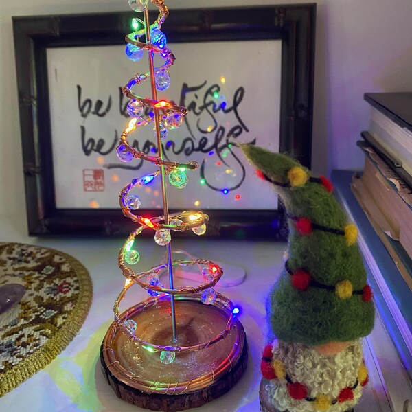 Copper Wire Lighted Spiral Christmas Tree, Battery Twinkling LED ...