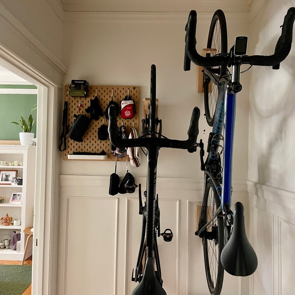 Tokyo Bike Rack Wall Mount / Wooden Wall Hook for Bike Storage ...