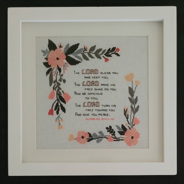Christian Cross Stitch Pattern - the Lord Bless You and Keep You Cross ...