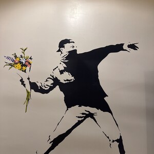 Banksy Flower Throw Wall Vinyl Sticker - Thrower Art Gift Decal
