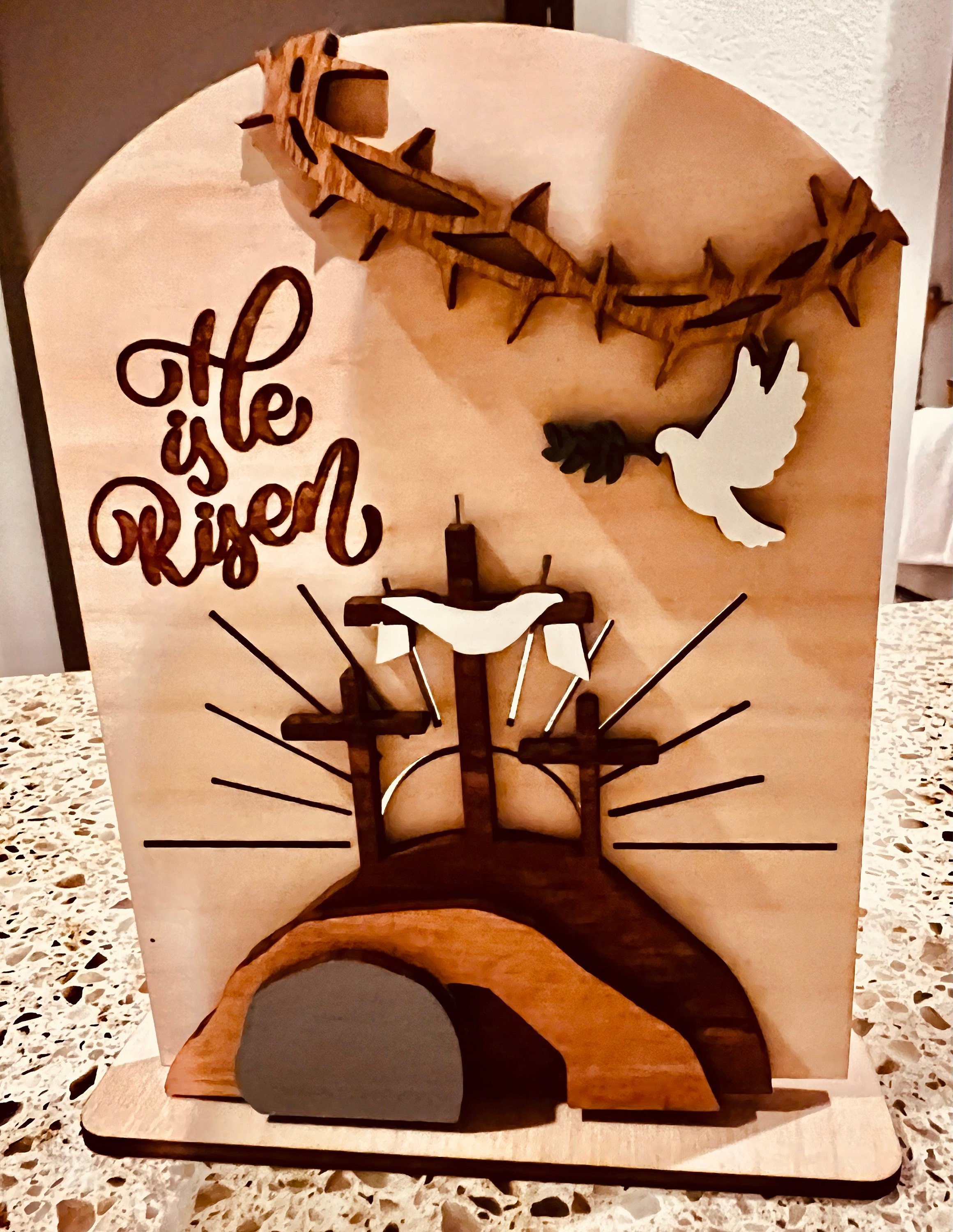 Empty Tomb &quot; He is Risen&quot; Religious Decor, Christian Easter Tomb, He is Risen, Resurrection Cross, Religious Display, Easter Empty Tomb