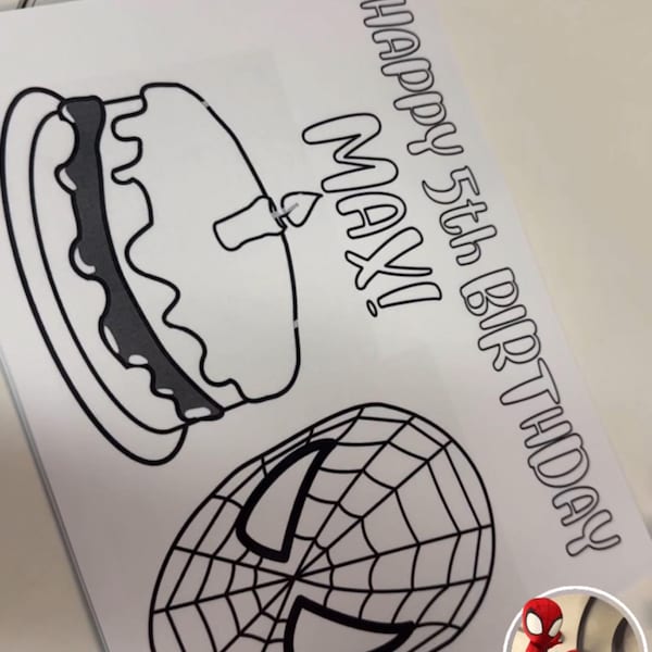 Custom Spiderman Birthday Coloring Page - Etsy