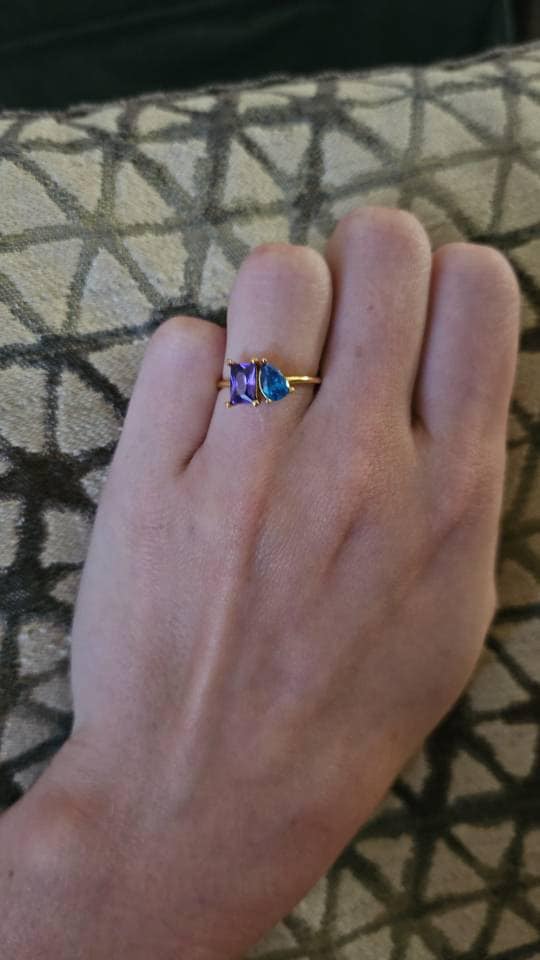 Emerald & Pear Cut Birthstone Ring by Caitlyn Minimalist • Custom Toi et Moi Gemstone Ring • Vintage Jewelry • Perfect Couples Gift • RM124
