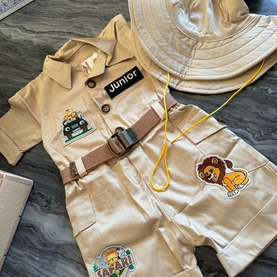Personalized Mickey Mouse Inspired Long-short Brown Jumpsuitsafari ...