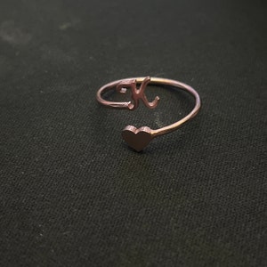 Dainty Initial Heart Ring in Rose Gold, Gold, Sterling Silver Mothers ...