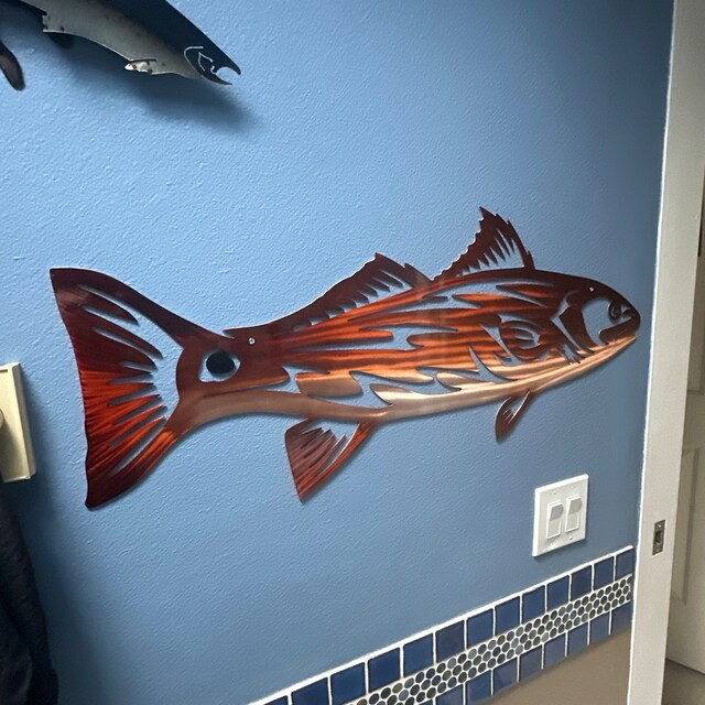 アートパネル　レッドフィッシュ Redfish Wall Art: Steel Red Drum Fish Decor - Etsy