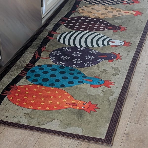 Chicken Throw Rugs Chicken Kitchen Runner Rug: Washable Nonslip Accent Rug, Modern Home ...