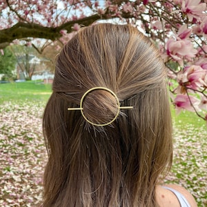 Minimalist Gold Hair Accessories Brass Hair Clip Round | Etsy