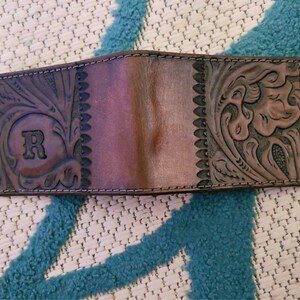 Western Floral Tooled Leather Bi Fold Wallet southwest Made - Etsy