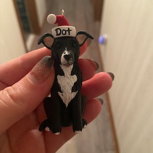 Custom Dog Ornament with Santa Hat or Bow
