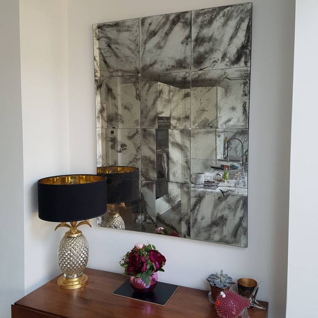 Extra Large Distressed / Antiqued glass mirror in any finish Etsy