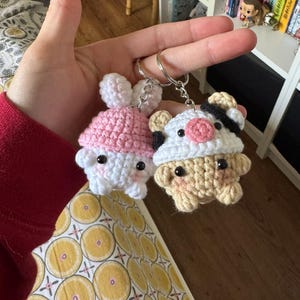 Porte-clés Champignon Tricoté – Pendentif En Crochet, Fil De Coton, Alliage – Pour Sac, Clés, Look Artisanal