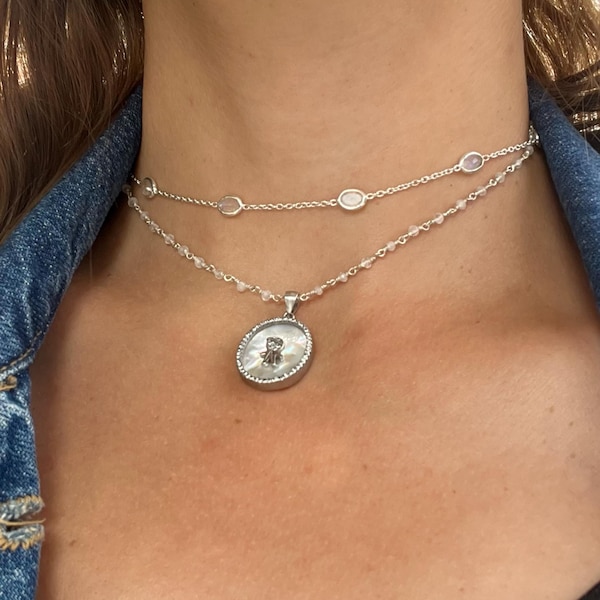 Collier Femme Argent 925 Avec Diamants Polki Naturels – Longueur 22 Pouces – Fait Main Inde