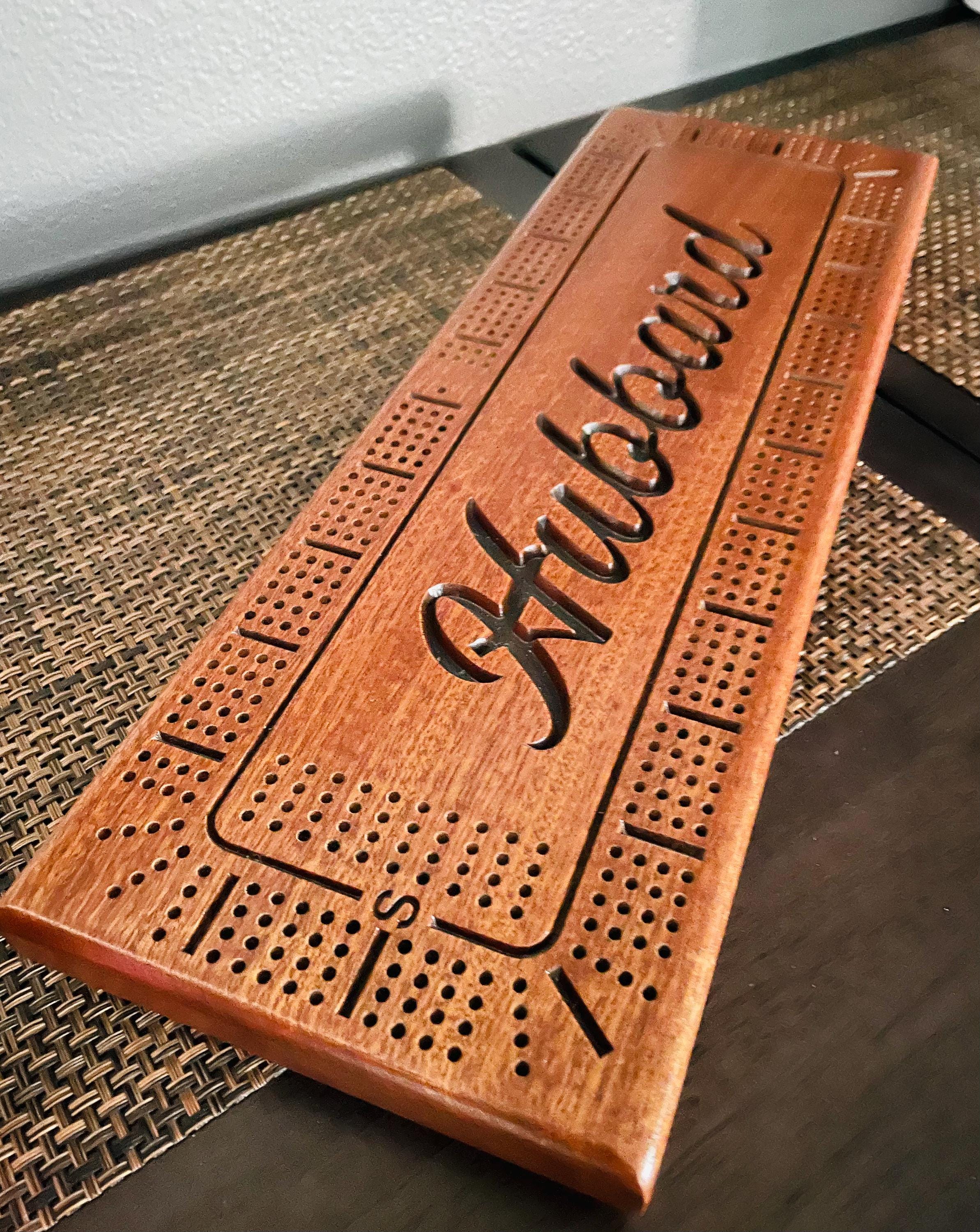 Personalized Cribbage Board, Family Name Carved, Wooden Cribbage, Wedding Gift, Anniversary Gift, Cottage Sign, Anderson Design