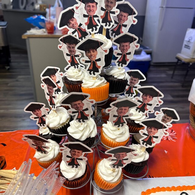 Cupcake-Topper 'Congrats Grad' Mit Glitzer, 24 Stück - Für Abschlussfeier 2025, Diplom-Party