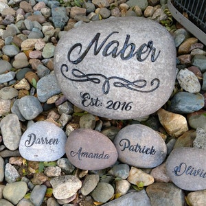 7in Family Crest Rock Add Kids Custom to Order Carved Namesake Family ...