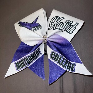 Custom Sublimated School Initial Paw Print Cheer Bow - designed with your team colors - TEAM DISCOUNTS AVAILABLE