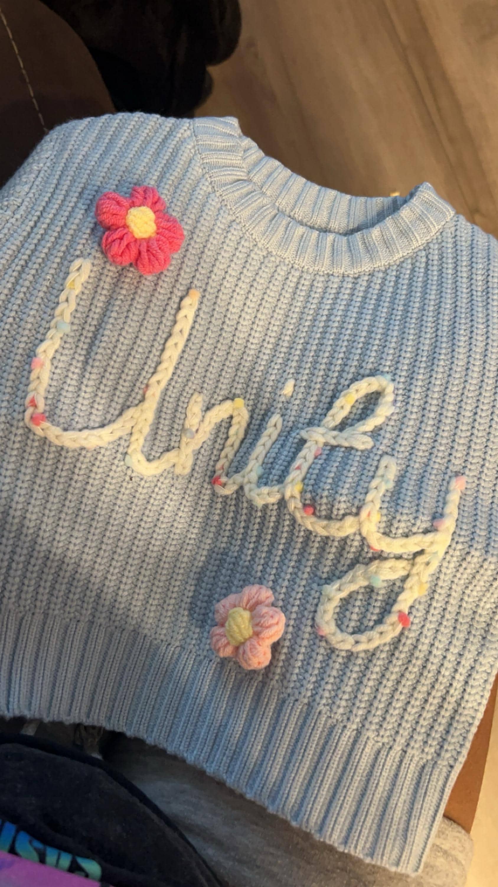 Custom Name Baby Sweater,Personalized Hand Embroidered Baby Sweater,Cute Baby Girls Sweater With Name,Baby Shower Gift,Christmas Gift Baby