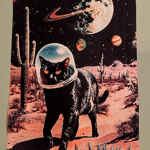 Retro Space Astronaut Poster 50s 'space Gal' Vintage Scifi Collage Art ...