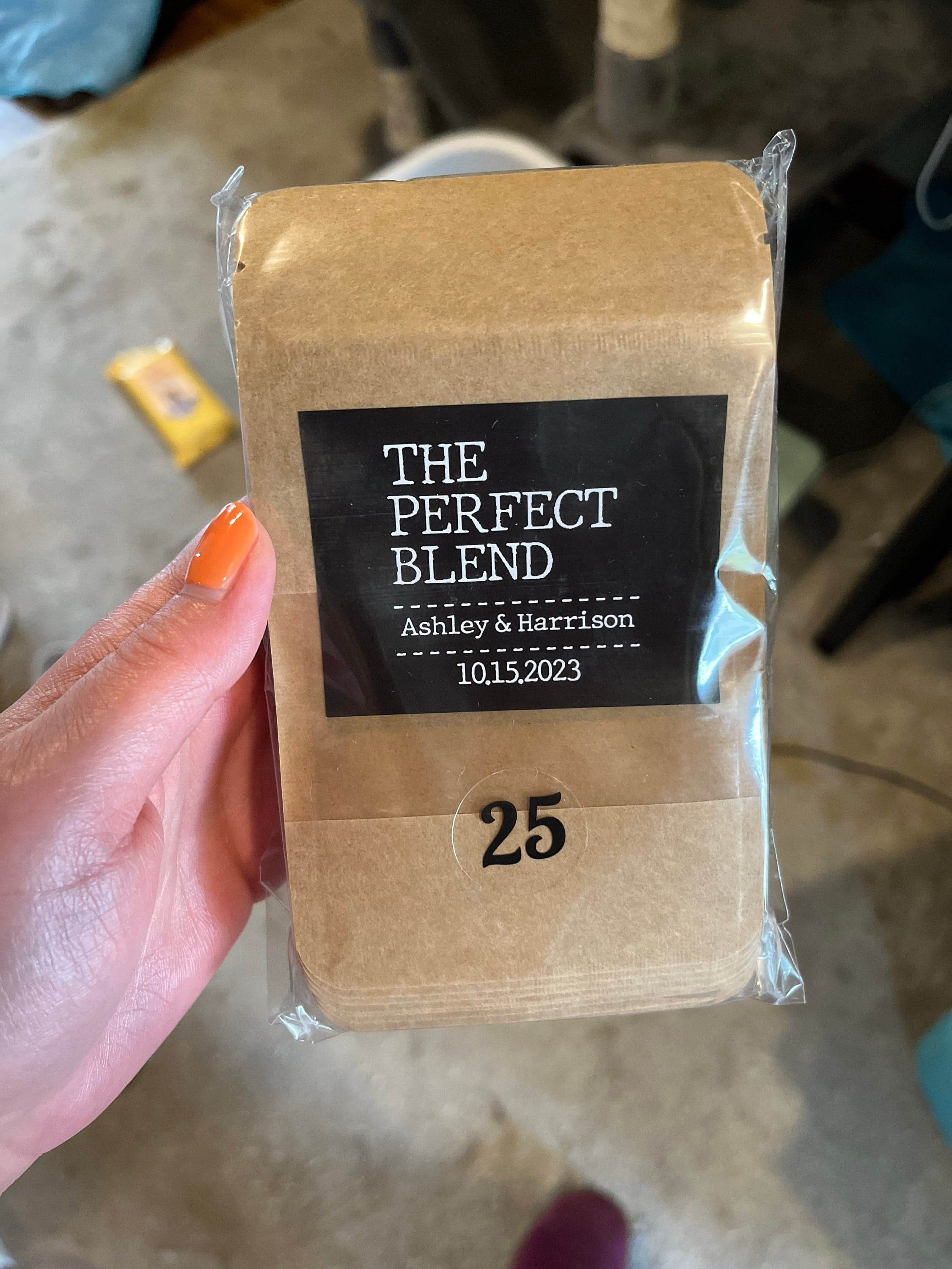 50 PCS Personalized Favors Coffee Bags, Wedding Favors diy,  The Perfect Blend, Bridal Shower Favors, Resealable Coffee Bags