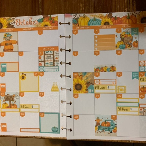 Happy Planner October Monthly Kit, Printable October Stickers Kit, Fall ...