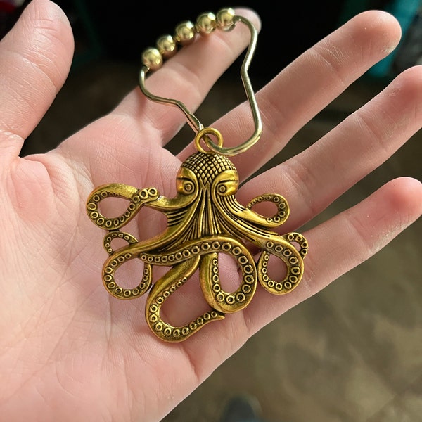 Octopus Shower Curtain Hooks, Set of 12, Copper Silver Gold, Metal ...