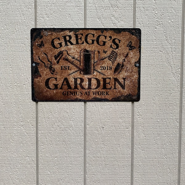 Personalized Rusty Look Garden Sign - Etsy
