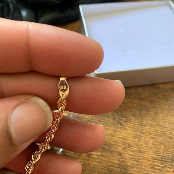 Solid 14K Gold Rope Chain, 14K Solid Gold Rope Necklace, Genuine Gold ...