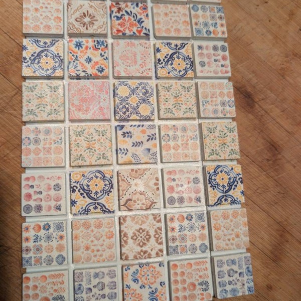 Miniature Stone Tiles, Crafts Wall Mosaics, 1:12 Scale Small Square ...