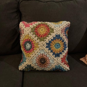 DIY Crochet Granny Square Throw Pillow - the neon tea party