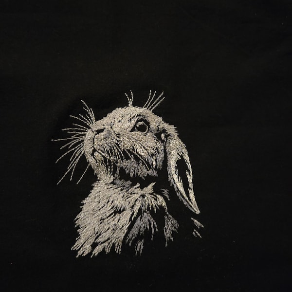 Adorable Lop Rabbit Embroidery Design, Realistic White Bunny Digital ...