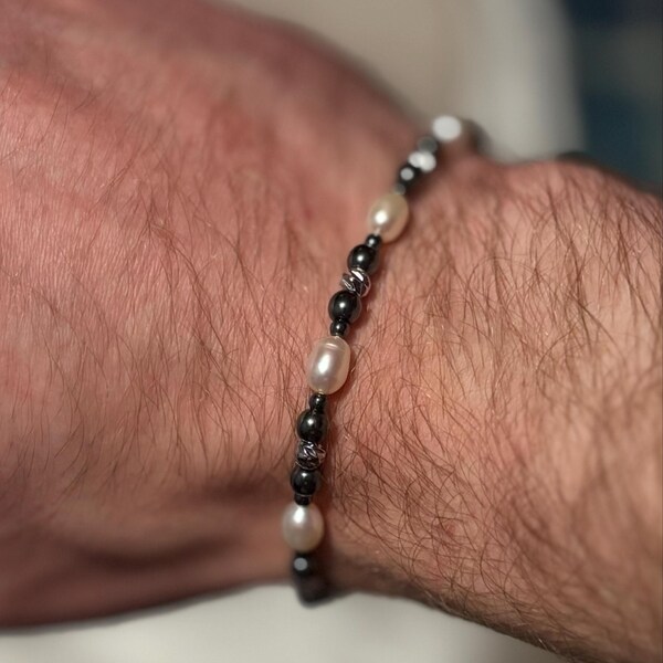 Pearl Bracelets For Men.Mens Black Pearl Bracelet | Freshwater Black Pearl Bracelet for Men ...