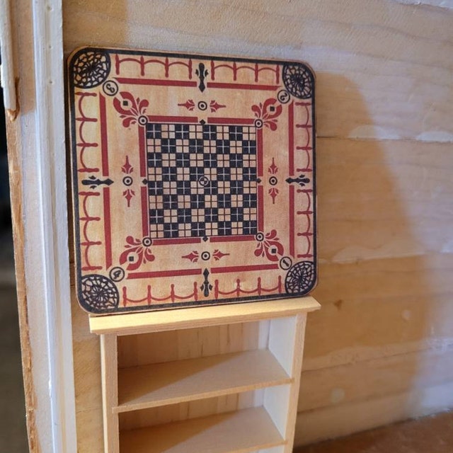 Miniature Vintage Style Carrom Game Board in 1/24, 1/12 and
