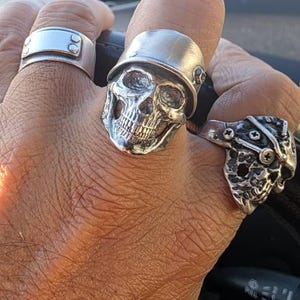 1941’s～★ドイツ国防軍陸軍★Skull Ring★シルバー鍍金 Soldier Skull Ring 925 Sterling Silver Military Helmet Skull Ring