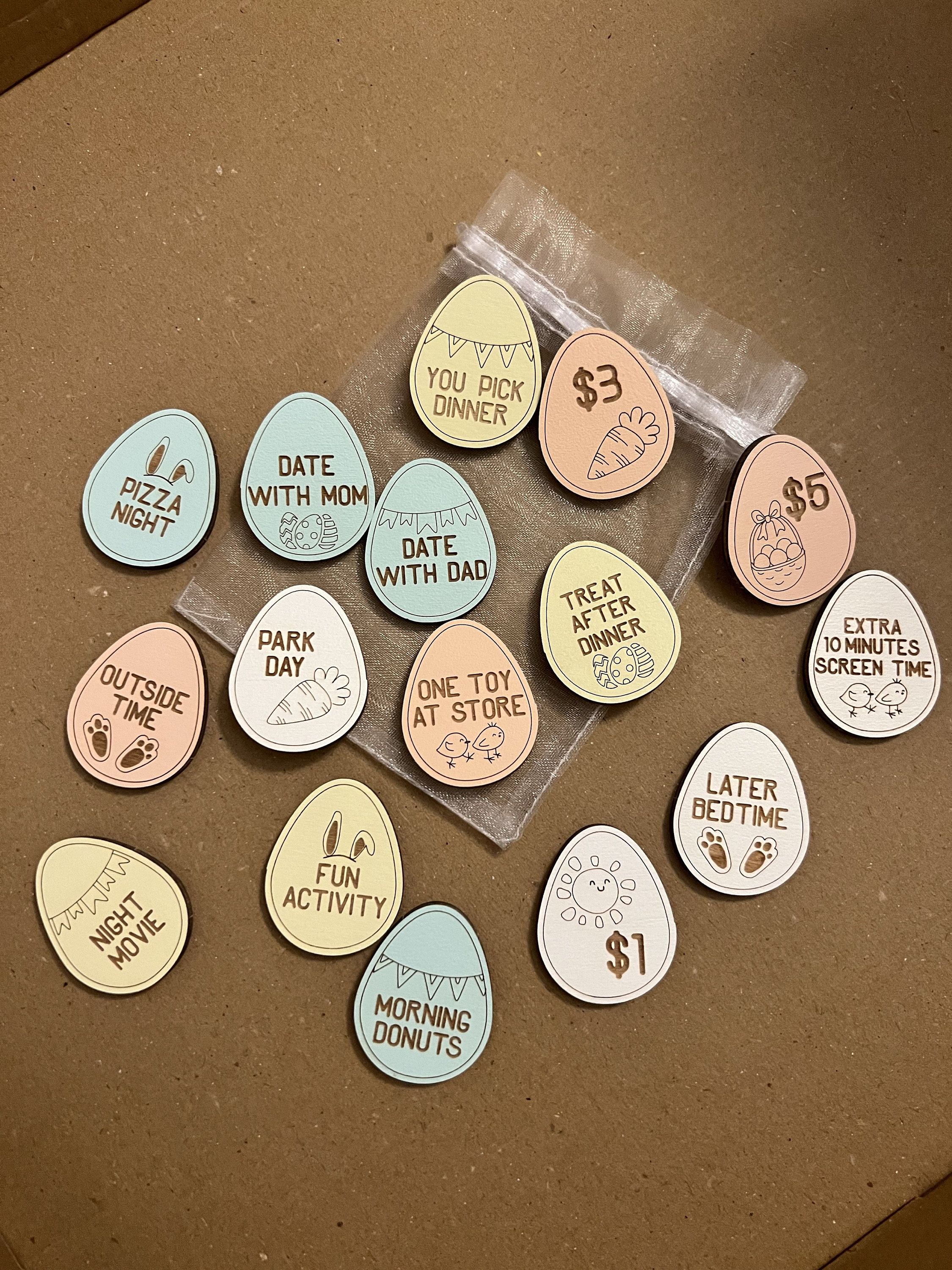 Easter Egg Tokens, Easter Hunt Game For Kids, Reward Tokens, Children Easter Outdoor Game, Easter Basket Tokens, Wooden Hunting Tokens