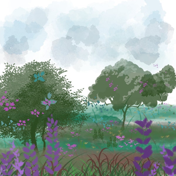Ghibli Nature Anime Brush Set - Background Tree Cloud Brushes Stamp ...