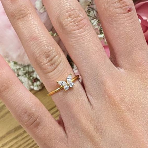 Butterfly Ring by Caitlyn Minimalist • Dainty Diamond Promise Ring ...