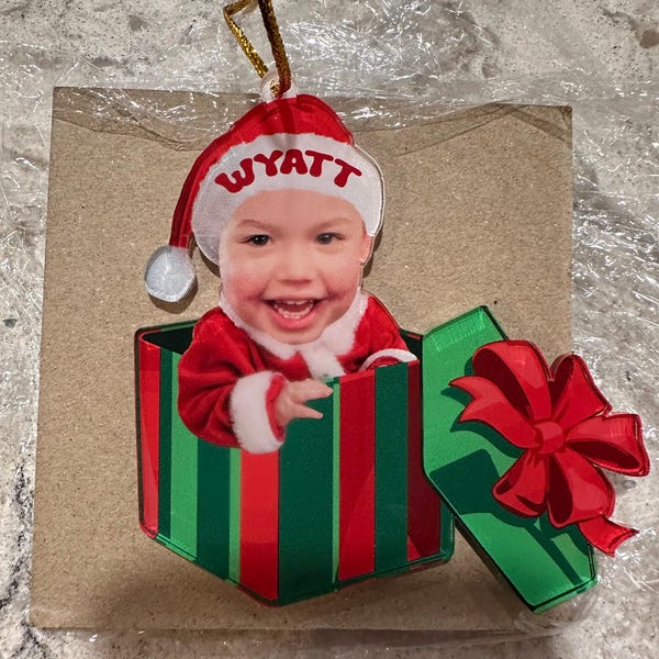 Custom Baby Photo Ornament, Babys First Christmas Ornament 2024, Custom Baby Face Ornament, New