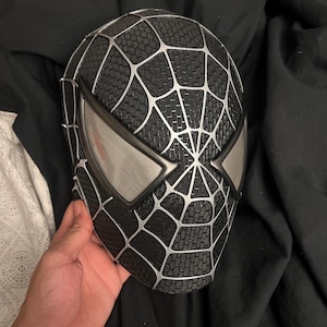 ブラックスパイダーマンマスク、フェイスシェルレンズ付きトビー