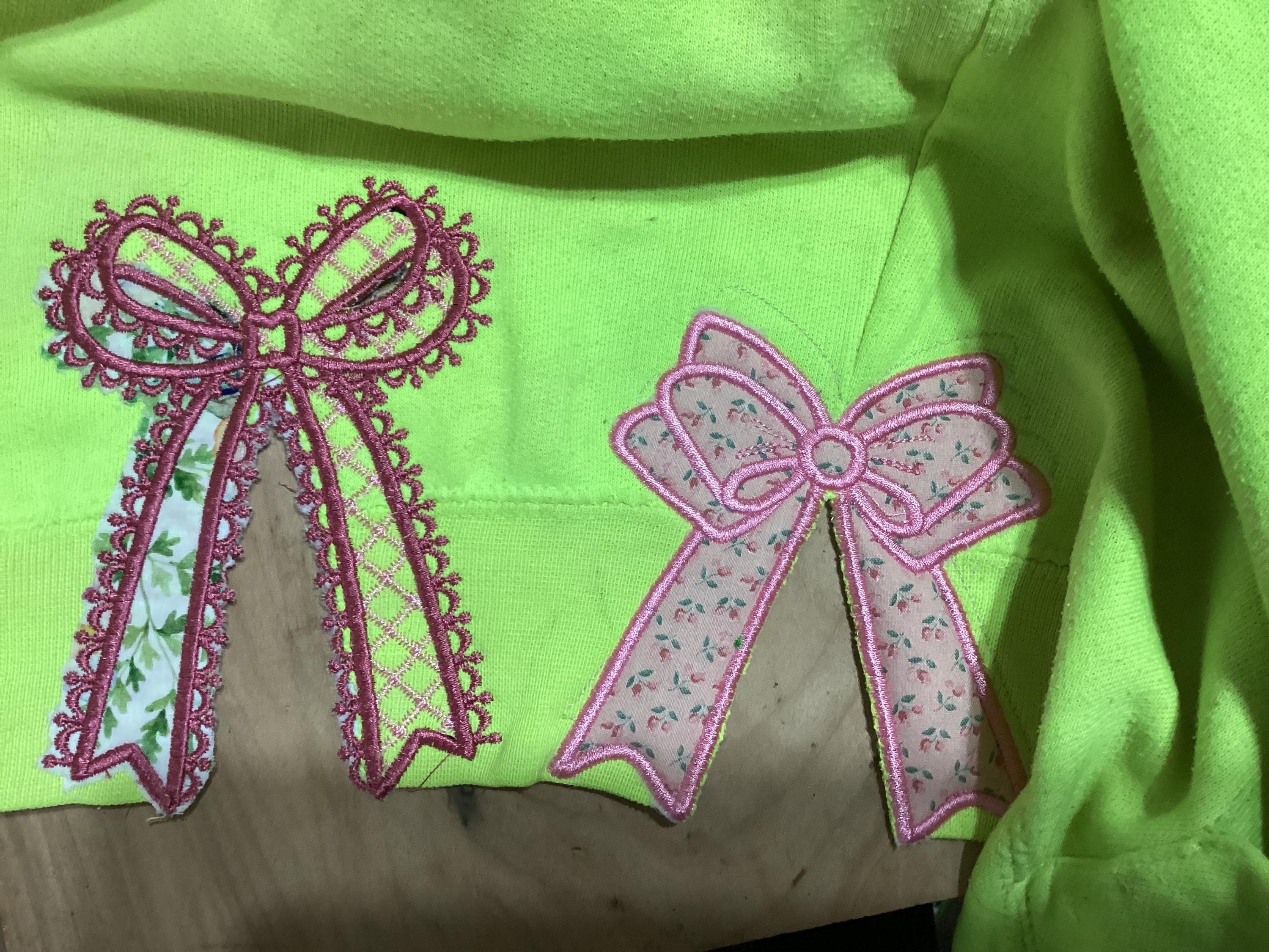Customer project using Wide Heirloom Butterfly Bow Applique embroidery design