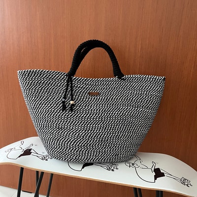 Straw ,rope Bag, Straw, White, Beach Bag , Shoulder Bag , Handbag ...