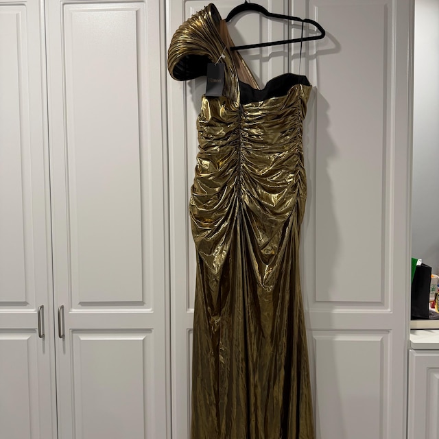 one shoulder sleeveless fringe metallic party maxi dresses gold Evening Gown | Luxury Formal Dress | Gala Dress | Wedding Guest Dress | Red Carpet Occasionwear 59min30sale5/31