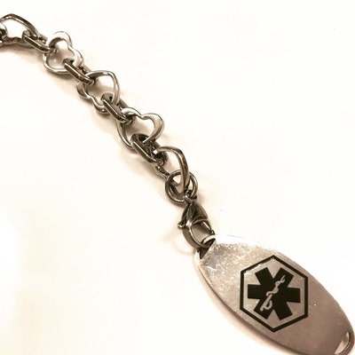 Medical ID Stainless Open Heart Interchangeable Bracelet 6 Sizes - Etsy