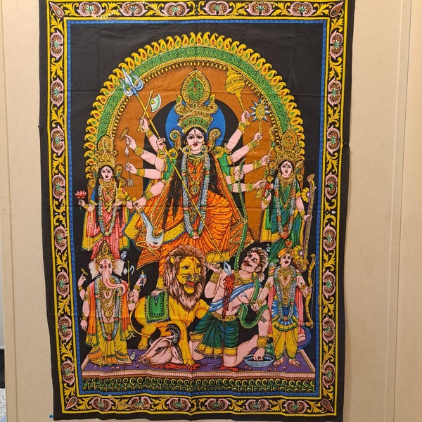 Indian Lord Goddes Kali Maa Home Décor Wall Hanging Boho Cotton Tapestry Poster