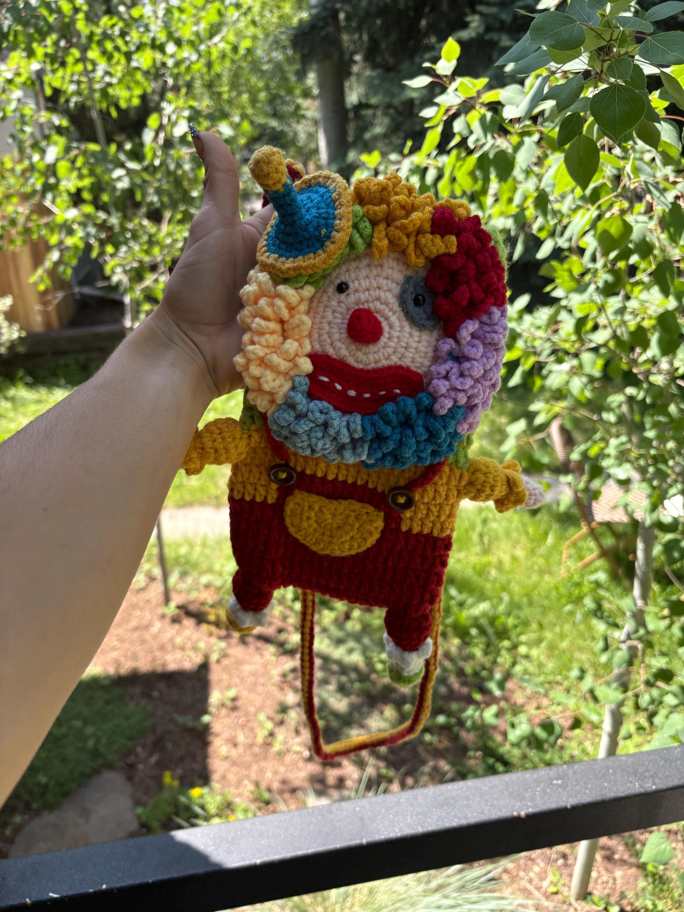 Handmade Crochet clown  phone bag,ugly phone case，crochet bag | personalized trick or treat bags | adult halloween costume | Christmas gift|