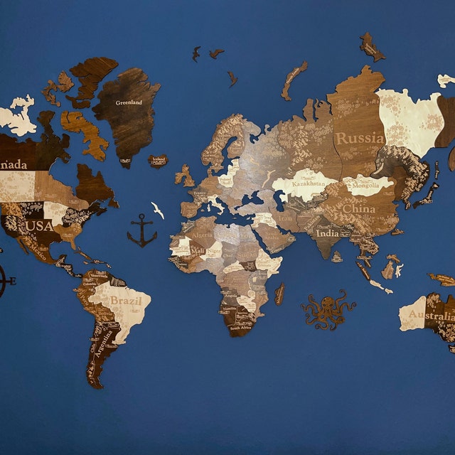 The first-ever 3D Wooden World Map to chart your travels - Yanko