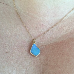 Customer photo from K., Raw Australian Opal Necklace with Paperclip Chain
