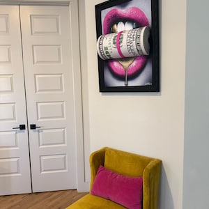 3D Sculpture of Put Your Money Where Your Mouth with PINK & GOLD DRIP Is by Peter Perlegas