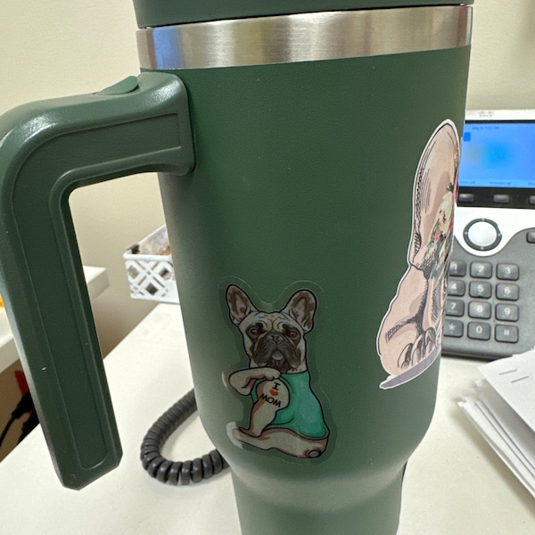 Black French Bulldog Sticker, I Love Mom, Frenchie Mum Gift, Frenchie ...