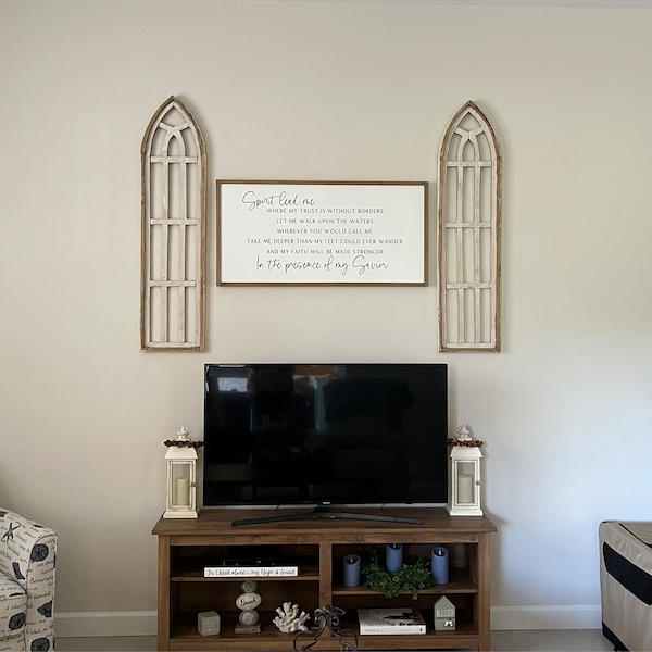 Set of 2 White Rustic Cathedral Windows – Farmhouse Wall Décor- White ...